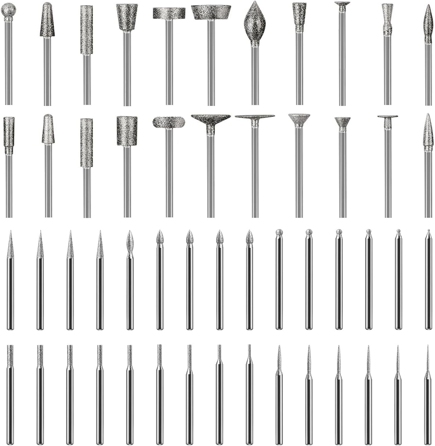 52 Stück Diamant Frässtifte Kompatibel Mit Dremel, Diamond Schleifstifte Körnung 52 Körnung 120, Diamant Fräser Mit 3mm Schaft Passform Für Stein Glas Keramik Schnitzen,schleifen,polieren,gravieren