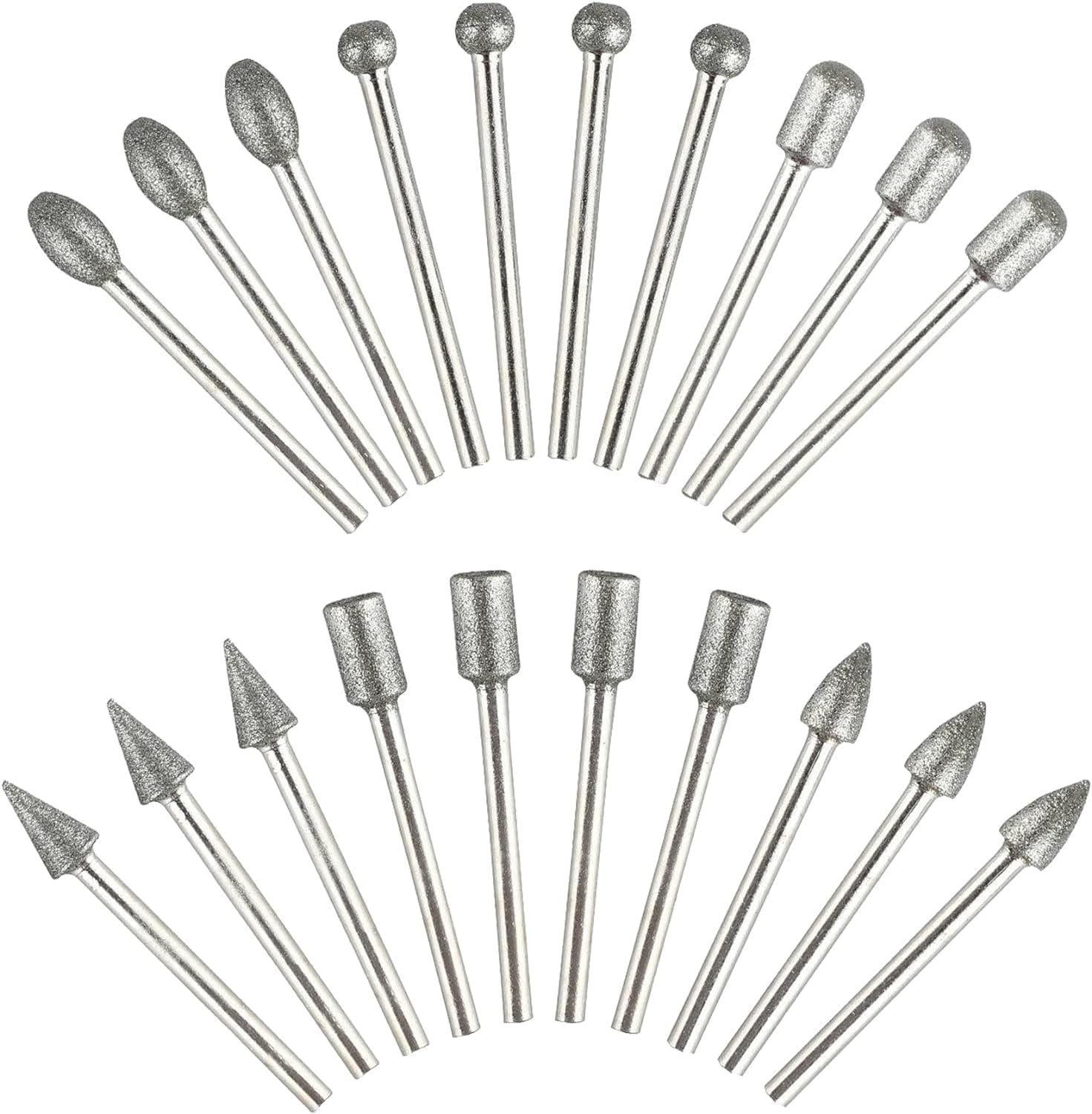 Diamant Fräser Set, 20 Stück Diamant Frässtifte Schleifstifte Für Dremel Rotationswerkzeug Zubehör Mit 1/8" Schaft Für Stein Glas Keramik Schnitzen, Schleifen, Polieren, Gravieren
