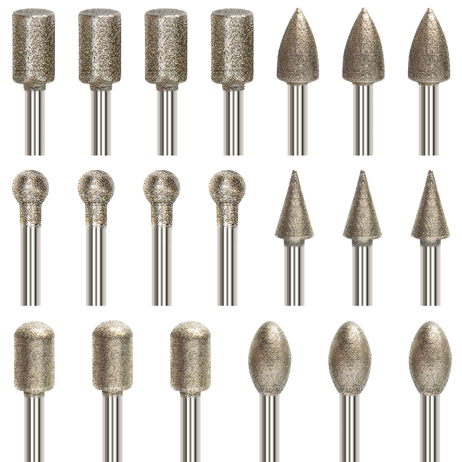 20 Stück Diamant Fräser Set,diamant Frässtifte Schleifstifte Kompatibel Mit Dremel Rotary Tool Zubehör Mit 1/8" Schaft Passform Für Stein Glas Keramik Schnitzen,schleifen,polieren,gravieren,bohren