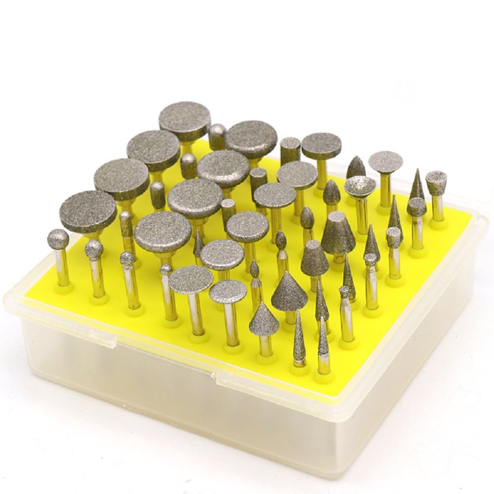 Diamant Schleifstifte Fräser Set - 50 Stk Diamantfräser Frässtifte, 1/8 Zoll Rotationswerkzeug Zubehör Für Glas Edelstein Metall Schleifen, 120