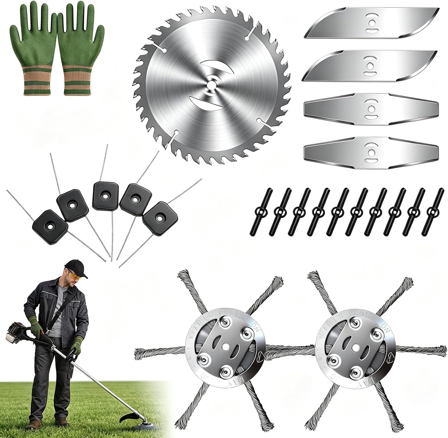 25 Stück Rasentrimmer Zubehör Set Für Akku Ersatzklingenset