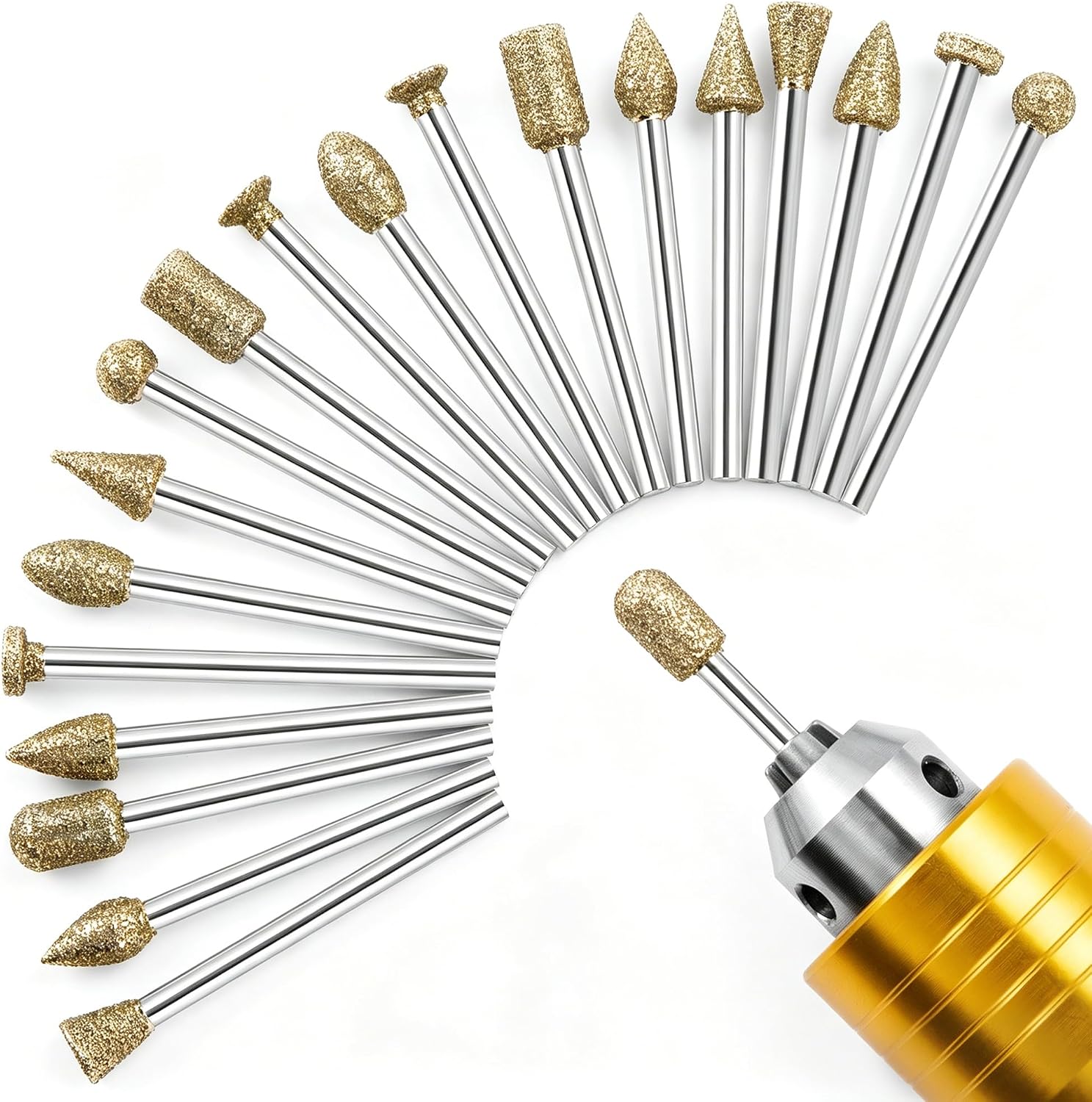 20x Diamant Schleifbohrer Set Körnung 60 (3mm Schaft) – Schleifstifte Fräser Zubehör Für Multifunktionswerkzeuge, Diy Gravur & Schnitzen Von Stein & Glas
