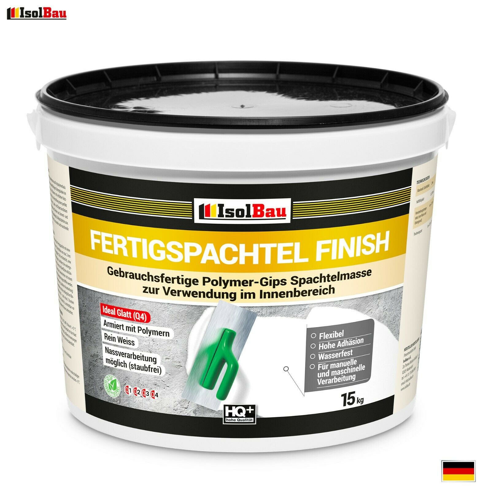 Spachtel Masse 15 Kg Fertigspachtel Finish Q1-q4 Glätt Flächen Spachtelmasse