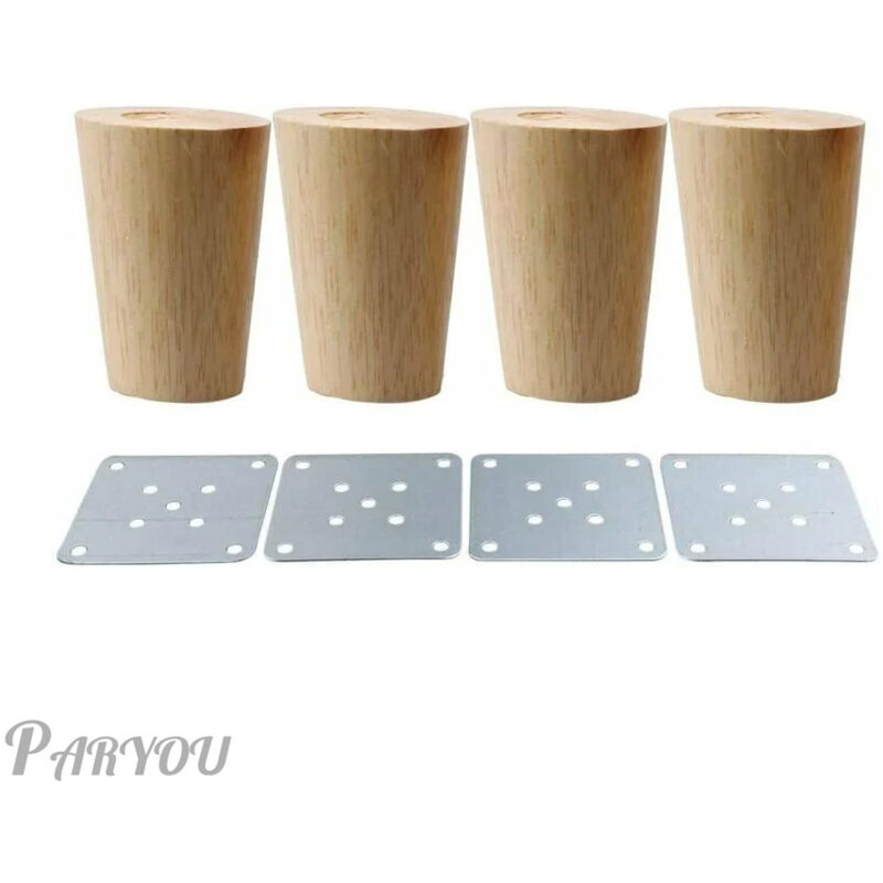 Jiajia Ai-4er Set 5cm Hevea Holz Möbelfüße, Mit Montageplatte Und Schrauben, Für Sofa Bett Tisch