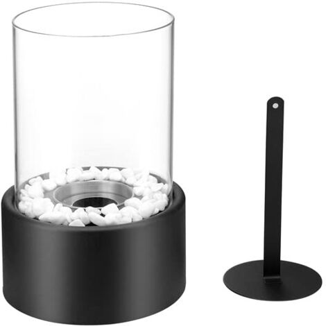 Jiajia Ai-bioethanol Tischkamin, Schwarz, Edelstahl Basis Und Glas, Für Innen Außen
