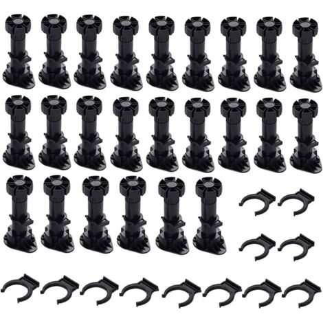 Jiajia Ai - 24er Set Kunststoff Möbelfüße, Verstellbar, Mit Clip-befestigung, Für Küche Schrank Sofa, 80-100mm