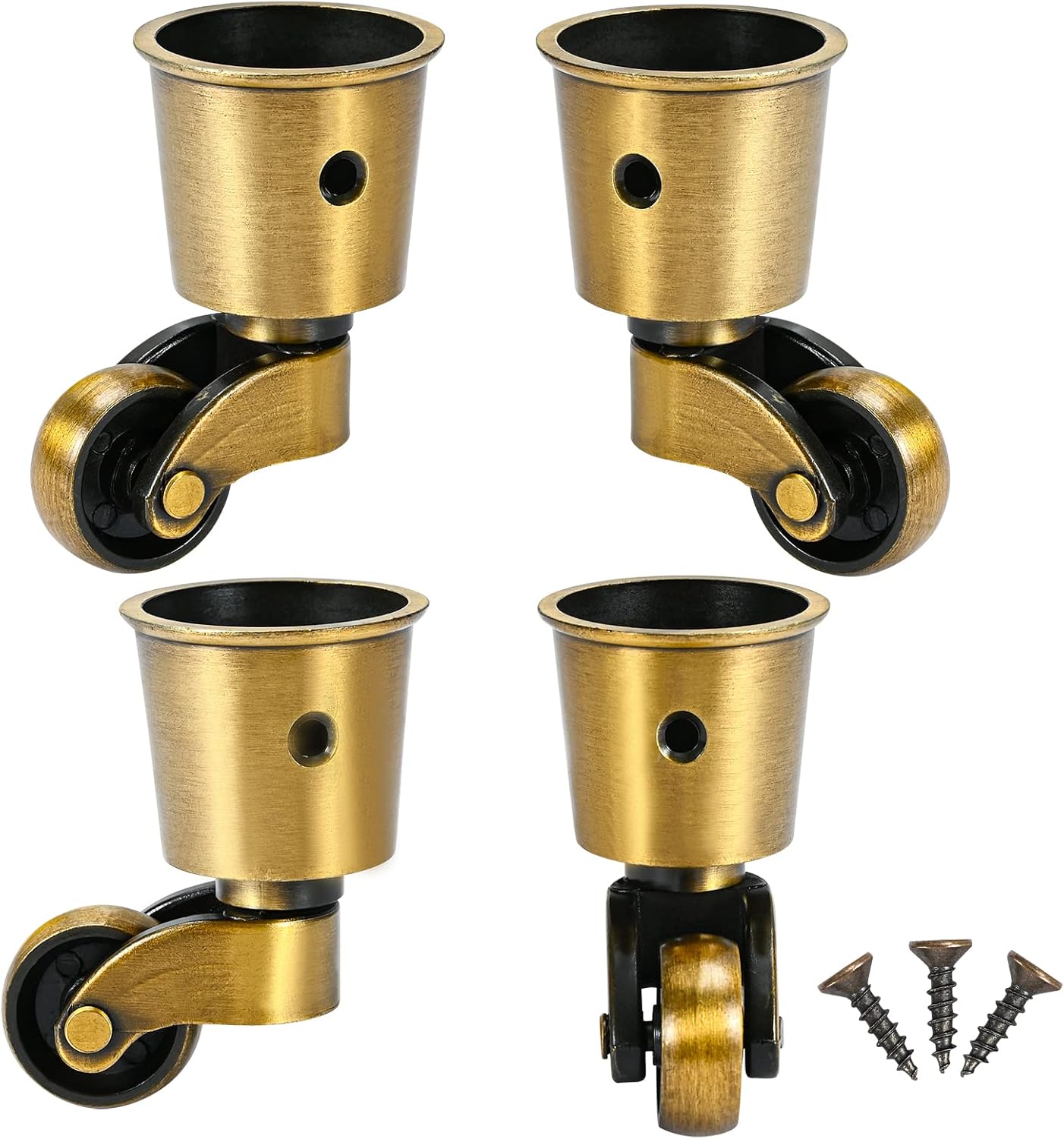 Jiajia Ai-4er Set Schwenkrollen, Rund Kupfer, 360° Drehbar, Für Sofa Stuhl Tisch, 150kg