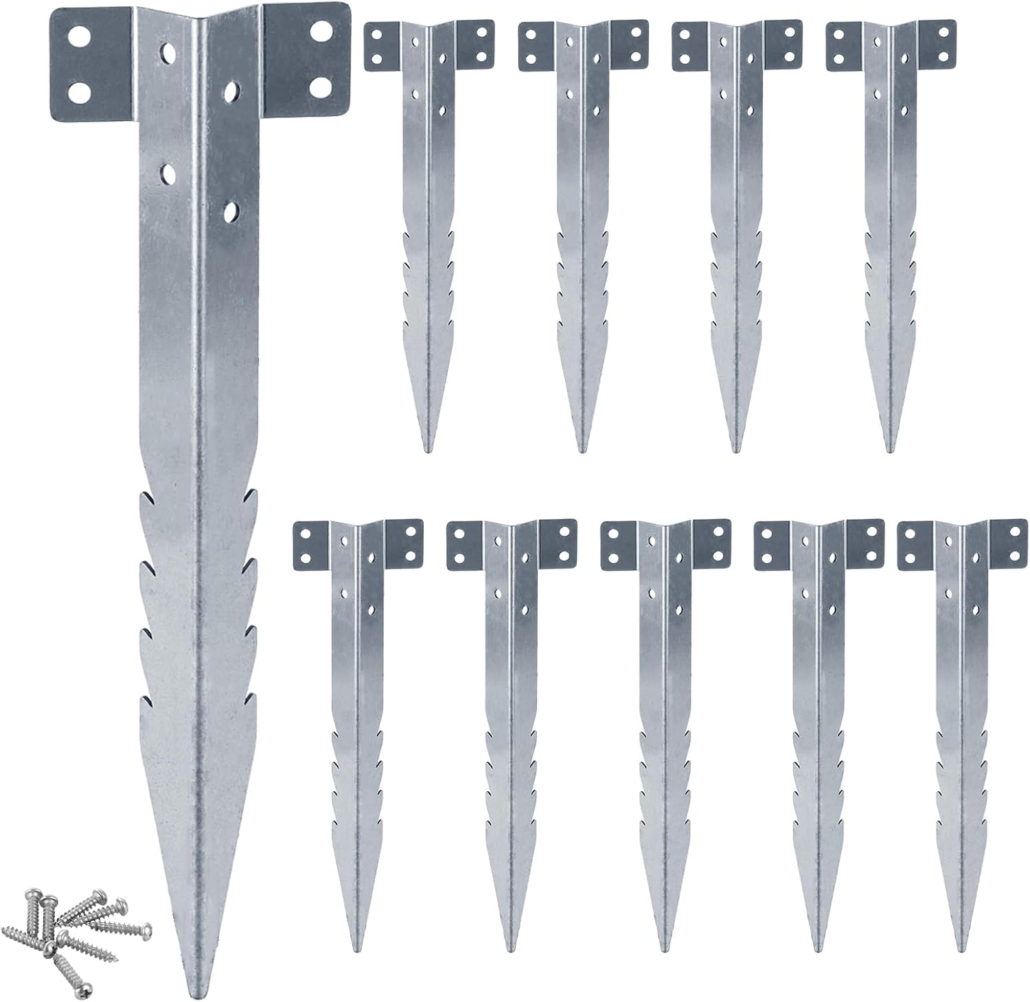 Jiajia Ai-10er Set Eisenbahnschwellen Halter, 41,5cm Metallpfähle, Verzinkt, Für Gartenbeete