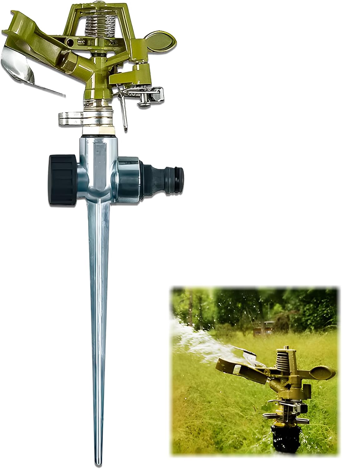 Jiajia Ai-impulssprenger 20-360°, Metall, Rasensprenger, 360° Drehbar, Für Pflanzen Blumen Gemüse