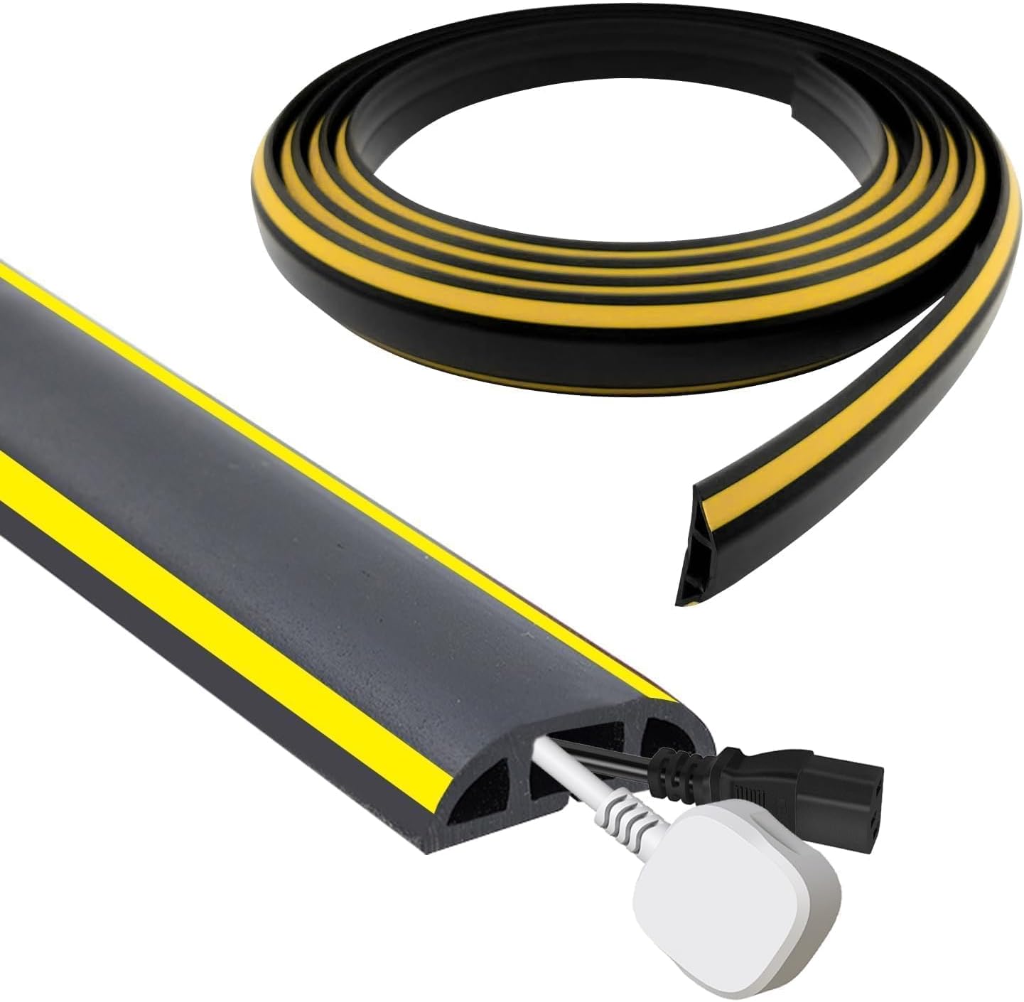 Jiajia Ai-3m Pvc Flexible Bodenkanal, Kabelbrücke, Schwarz/gelb, Für Büro Werkstatt