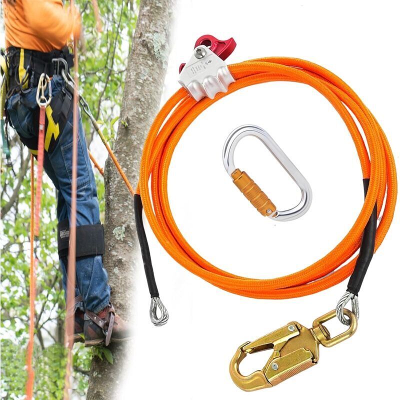 Jiajia Ai-12mm 3m Sicherheitsgeschirr, Mit Dreifachkarabiner, Verstellbar, Absturzsicherung