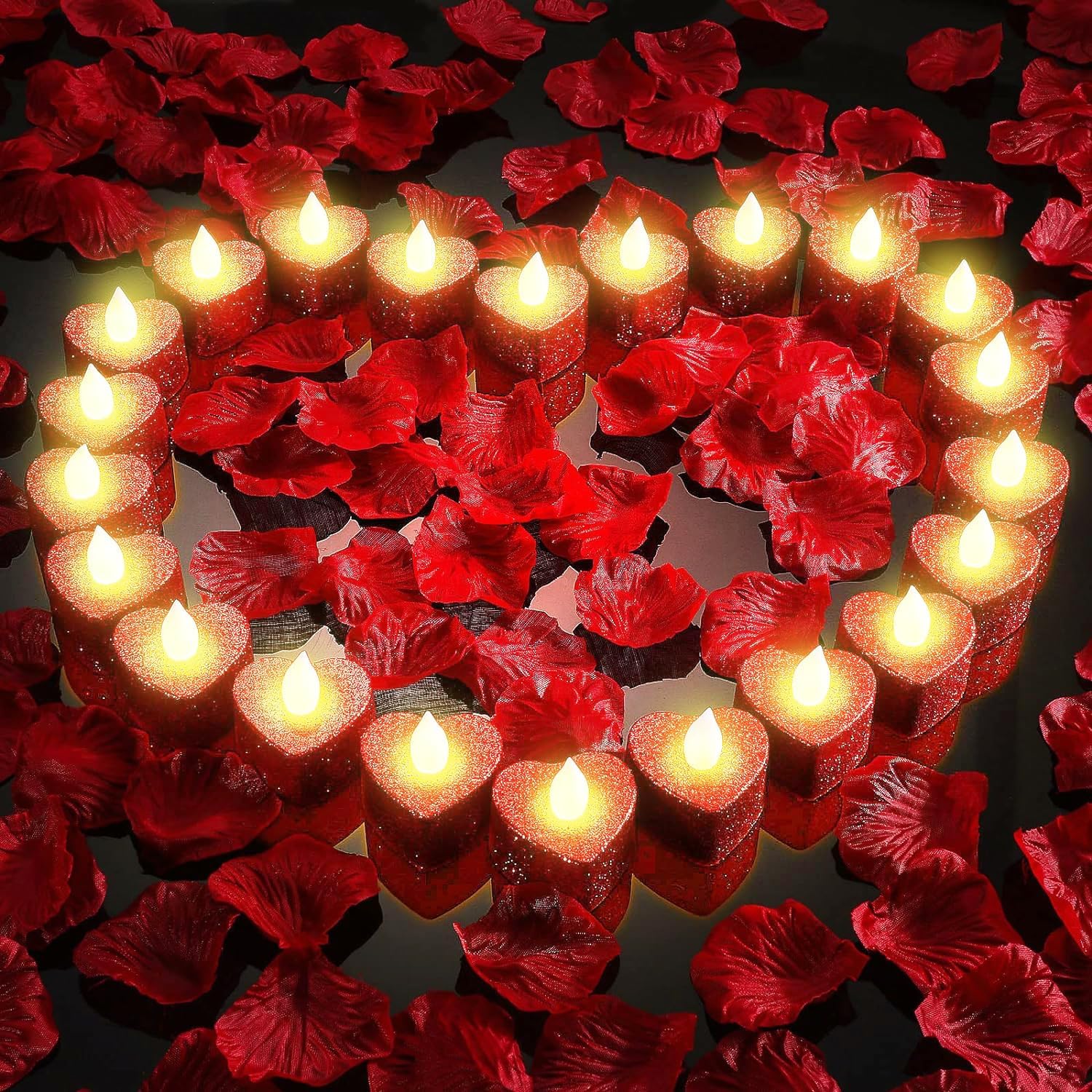 Jiajia Ai-24 Led Herz-kerzen Mit 1200 Rosenblüten, Romantische Deko Für Valentinstag