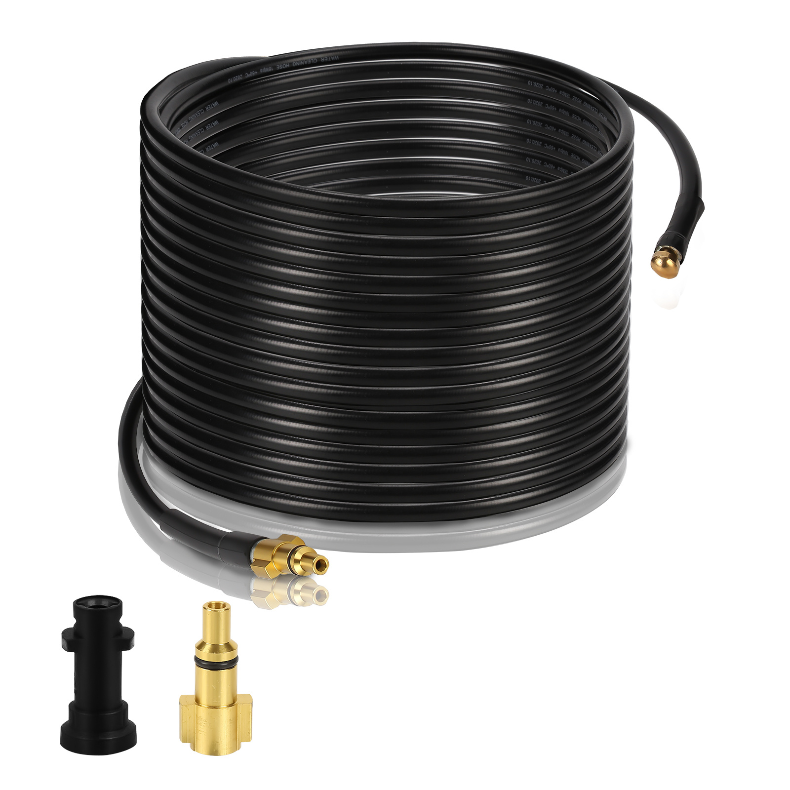 Jiubiaz Rohrreinigungsschlauch 20 M, 180 Bar Für Hochdruckreiniger, Mit M22-adapter Und 4 Rückstrahldüsen, Für Abflussrohre Und Regenrinnen