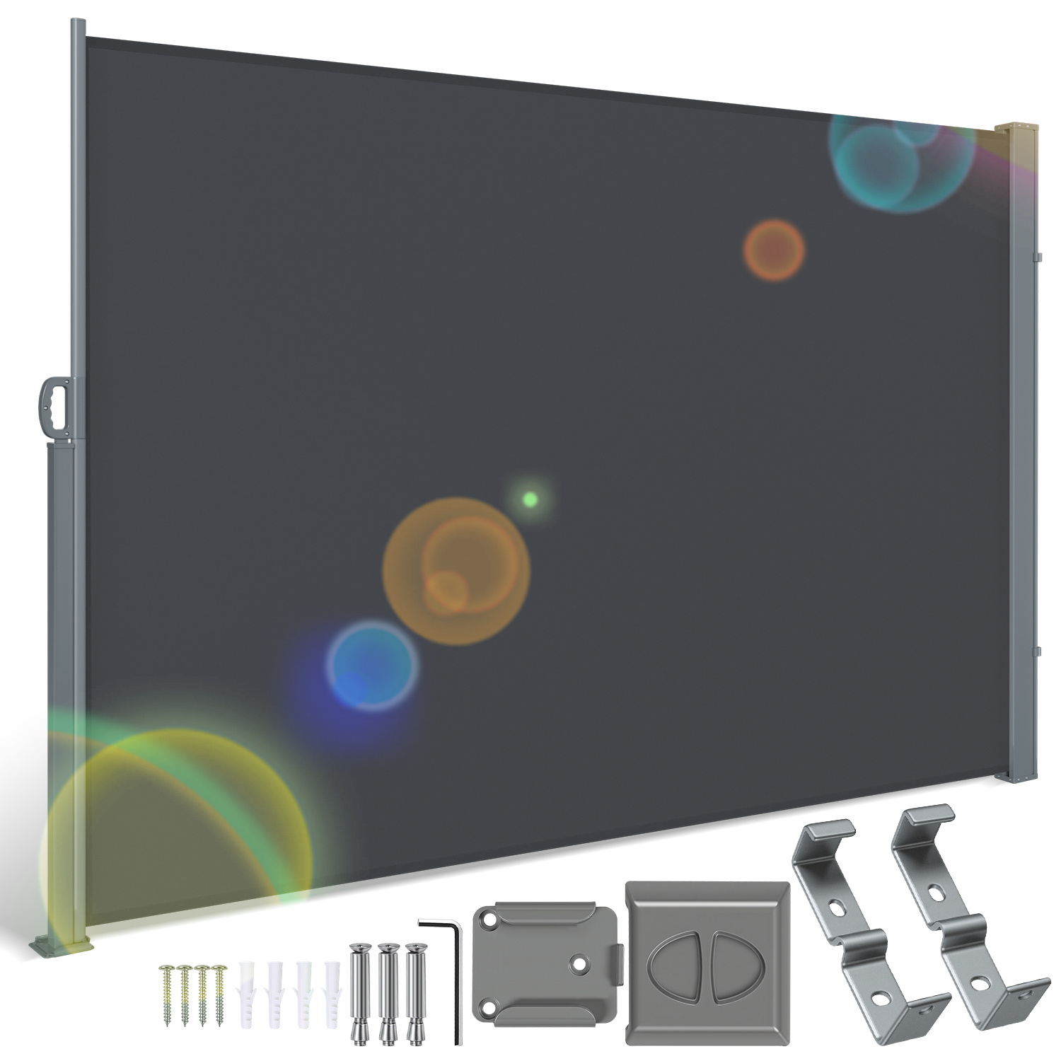 Jiubiaz Seitenmarkise Ausziehbar 180 X 300 Cm, Ausziehbar Windschutz Sichtschutz Für Balkon, Terrasse Und Garten, Anthrazit