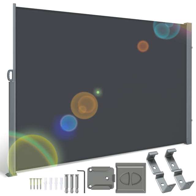 Jiubiaz Seitenmarkise Ausziehbar 180 X 300 Cm, Ausziehbar Windschutz Sichtschutz Für Balkon, Terrasse Und Garten, Anthrazit