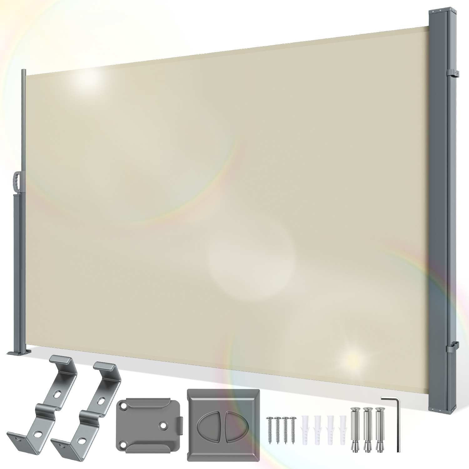 Jiubiaz Seitenmarkise Ausziehbar 160 X 300 Cm, Ausziehbar Windschutz Sichtschutz Für Balkon, Terrasse Und Garten, Beige