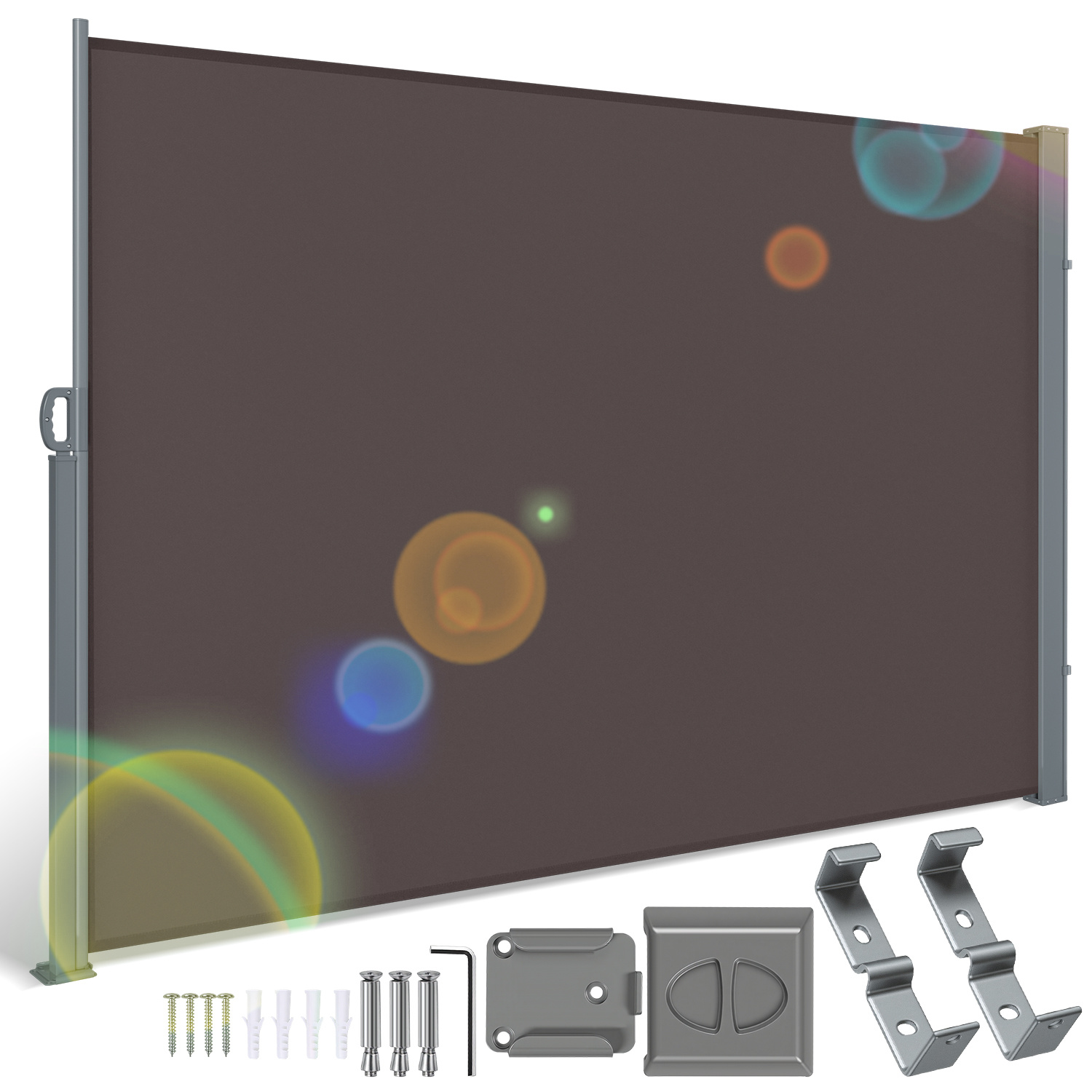 Jiubiaz Seitenmarkise Ausziehbar 180 X 300 Cm, Ausziehbar Windschutz Sichtschutz Für Balkon, Terrasse Und Garten, Braun