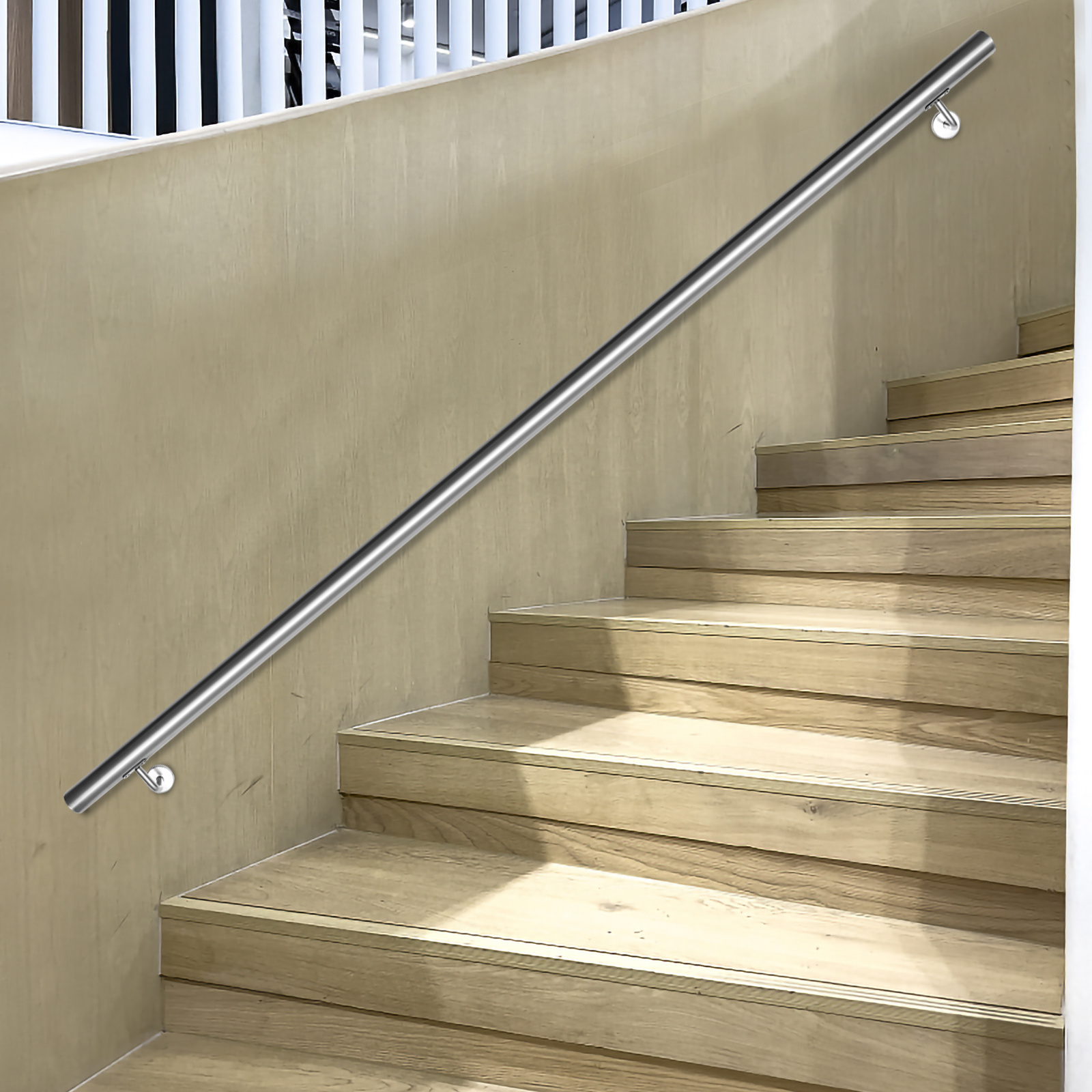 Jiubiaz Treppengeländer Handlauf 180 Cm Ø42 Mm Aus 304 Edelstahl, Wandgeländer Gebürstet, Stabiler Haltegriff Für Innen Außen Treppe Balkon