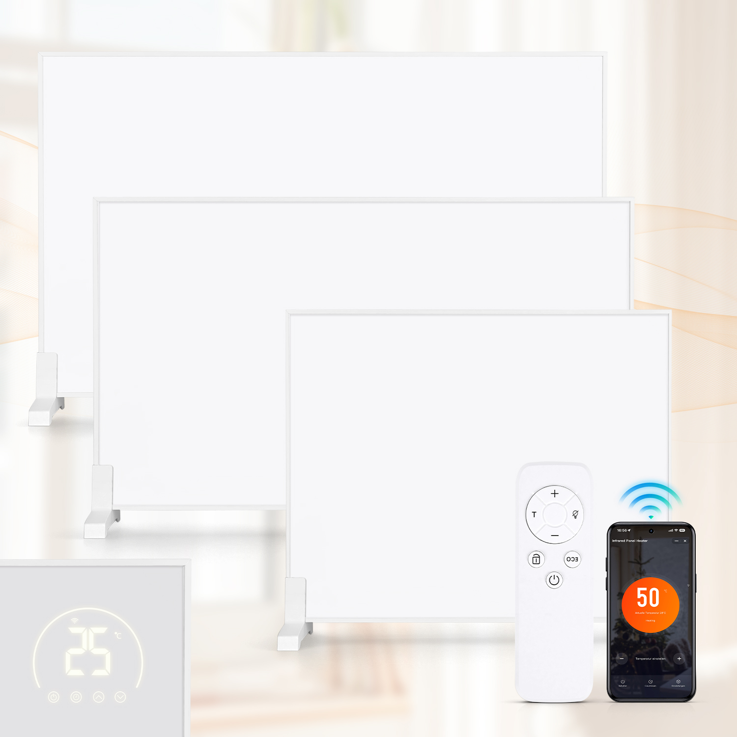 Jiubiaz Infrarotheizung 300 W Mit Wlan, Thermostat, Wandmontage Und Standfüßen