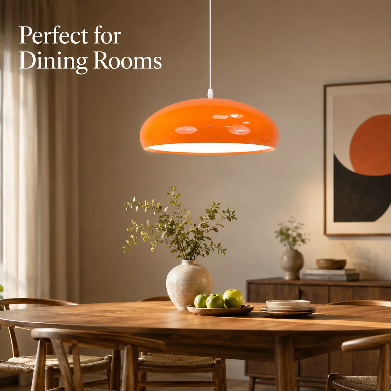Joyinled Orangefarbene Kuppel-pendelleuchte Im Nordischen Stil (35 Cm) – Metall-pendelleuchte Mit 3 Flammen Für Esszimmer, Schlafzimmer, Kücheninsel Oder (e26/e27-fassung-ohne Leuchtmittel)