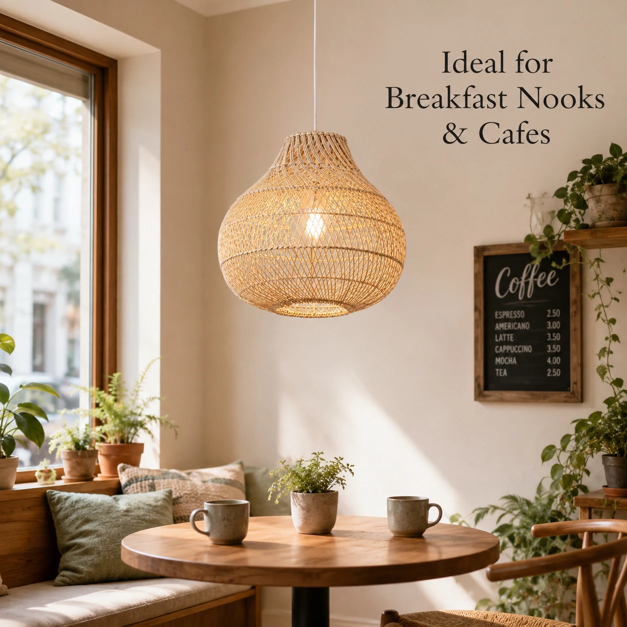 Joyinled Rattan-pendelleuchte, 35 Cm Handgeflochtener Kronleuchter (boho-stil) Für Esszimmer, Kücheninsel, Schlafzimmer Oder Wohnzimmer, E27/e26-fassung (leuchtmittel Nicht Enthalten)
