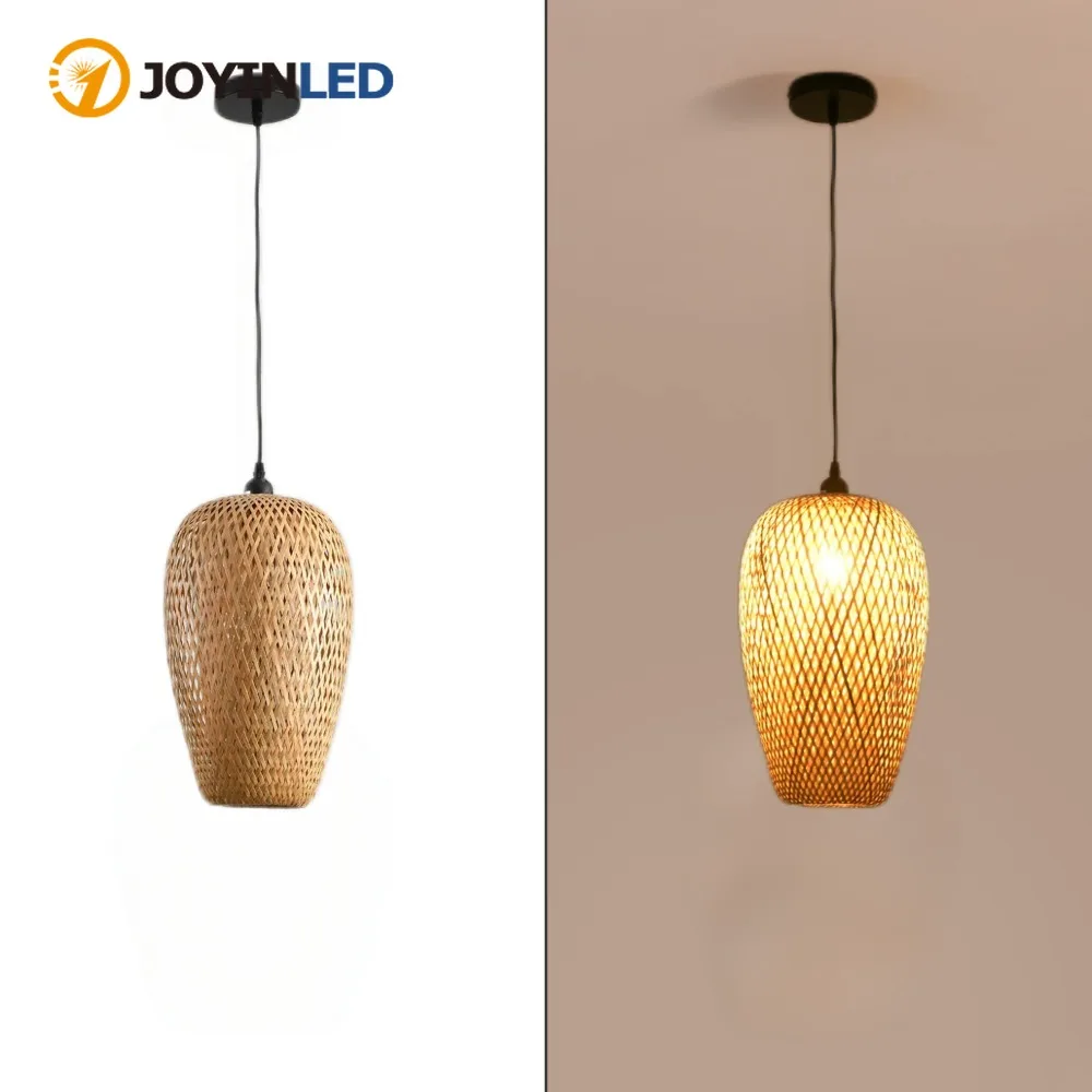 Joyinled Bambus-lampenschirm – Handgeflochtene Hängeleuchte Aus Bambus Und Rattan – Rattan-leuchte Für Stehlampen, Cafés Oder Das Zuhause