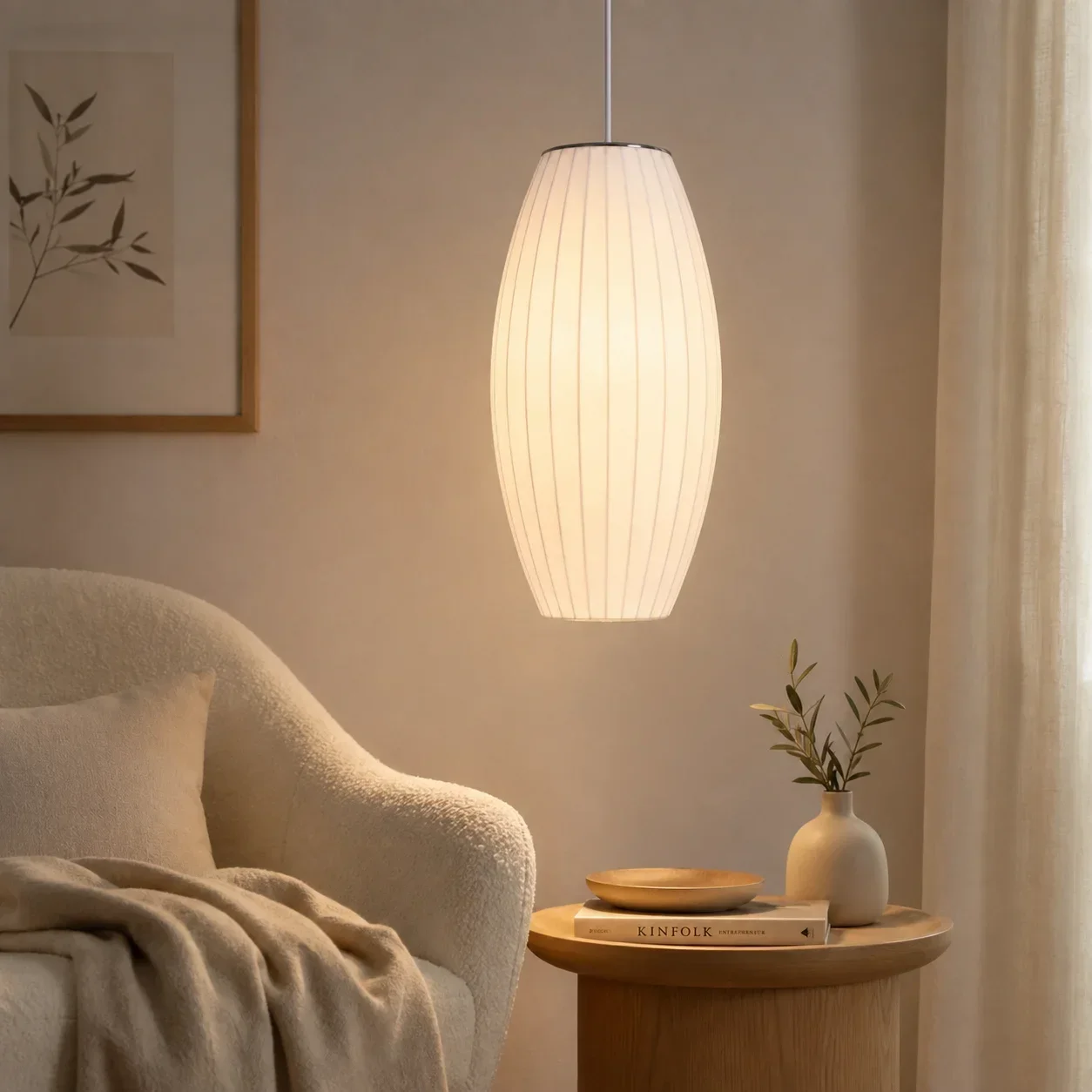 Joyinled Weiße Pendelleuchte Aus Seide, Moderne Deckenleuchte, 50 Cm (h) X 25 Cm (ø), 150 Cm Verstellbares Kabel, Sanfte Ambiente-beleuchtung Für Kücheninseln, Esszimmer Und Schlafzimmer.