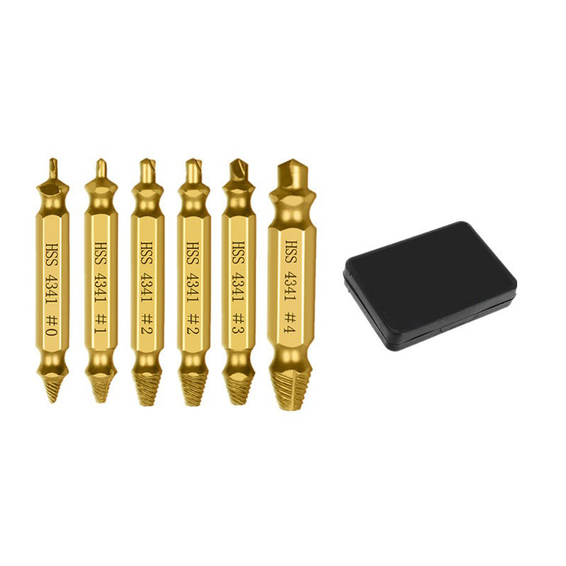 Doppelkopf-schraubenextraktor 4341 - Elektrowerkzeug Zangentyp, Titanbeschichtung, 6-teiliges Set Mit Kunststoffbox-lsw
