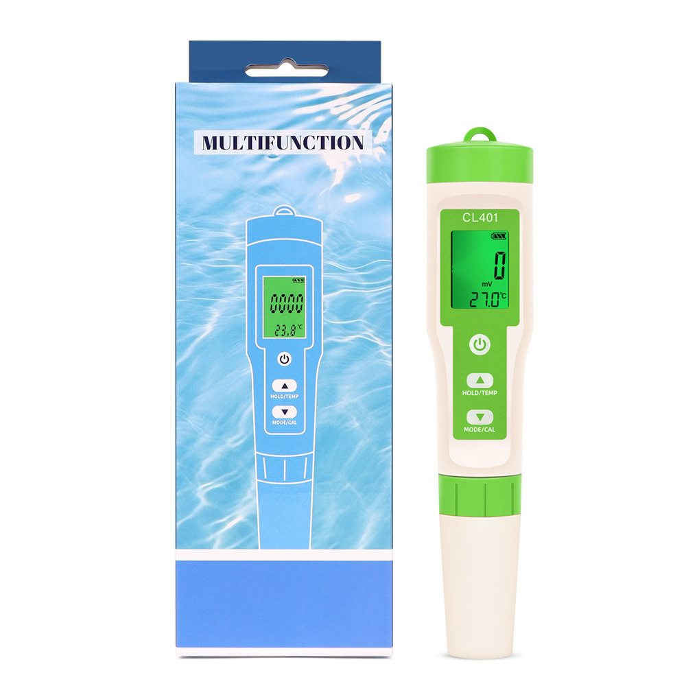 5-in-1 Digitaler Ph/tds/ec/salz/temperatur-tester Mit Hintergrundbeleuchtung, Wasserqualitätsanalysator-stift In Ppm Für Hydroponik Und Pool, Modell Cl-401-lsw
