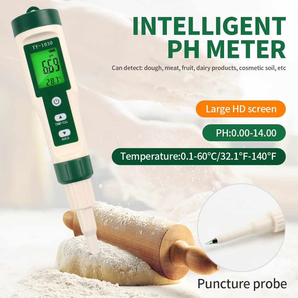 Digitaler Ph-meter Mit Hintergrundbeleuchtung - Säuretester Für Teig, Käse, Fleisch Und Boden - Hohe Präzision, 1 Stück-lsw