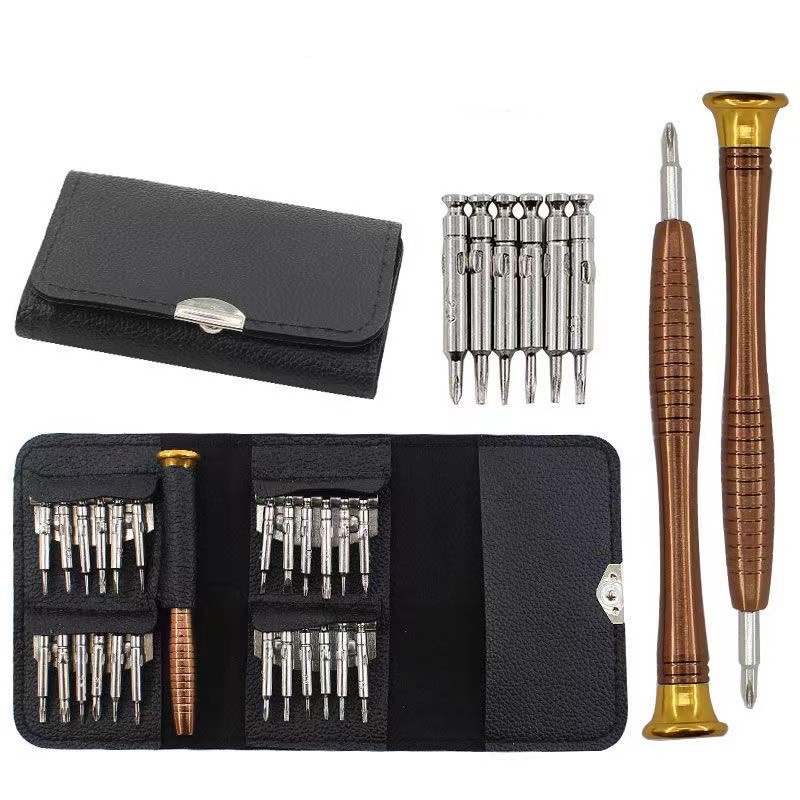 25-teiliges Präzisions-schraubendreher-set Mit Ledertasche – Tragbares Werkzeug Für Die Reparatur Und Demontage Von Smartphones, Laptops, Uhren Und Elektronischen Geräten-lsw