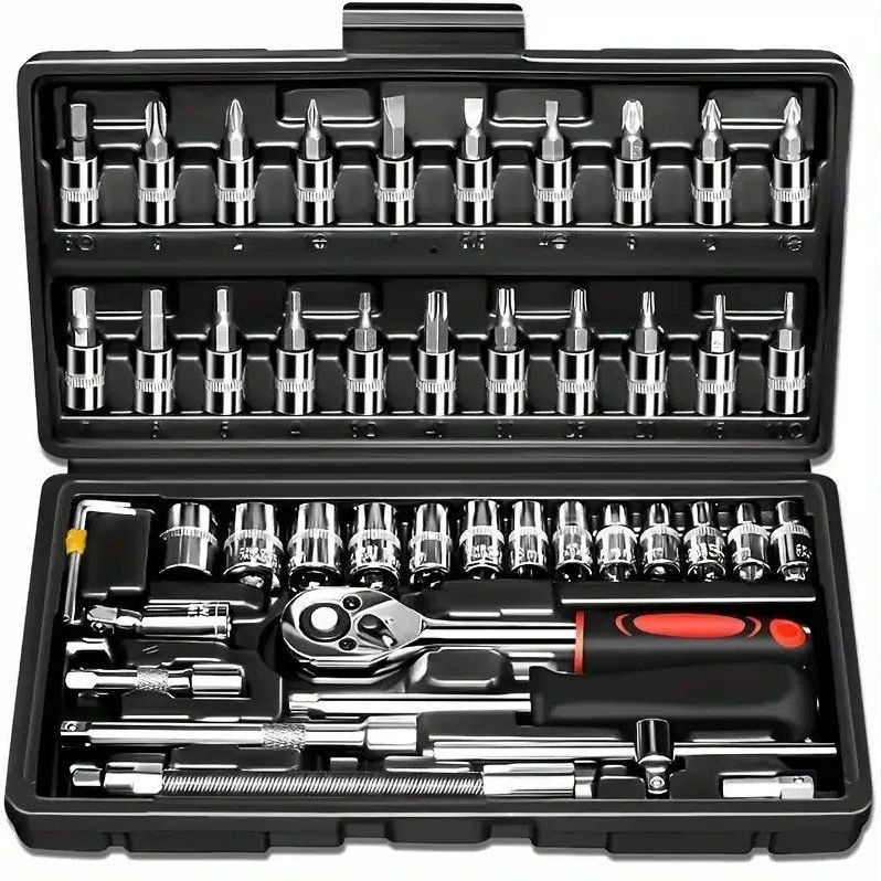 45-teiliges Reparaturwerkzeug-set - Komplettes Satz Aus Stecknüssen Und Schlüsseln Für Motorräder Und Den Hausgebrauch-lsw