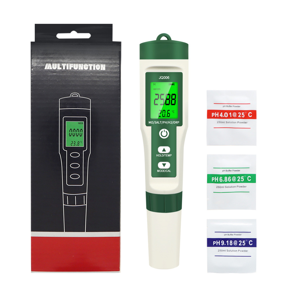 5-in-1 Wasserqualitätstest-stift – Ph, Tds, Ec, Salzgehalt, Temperatur – Digitaler Ppm-messer Mit Hintergrundbeleuchtung Für Hydroponik, Schwimmbad Und Wasserfilter (modell Jq-006)-lsw