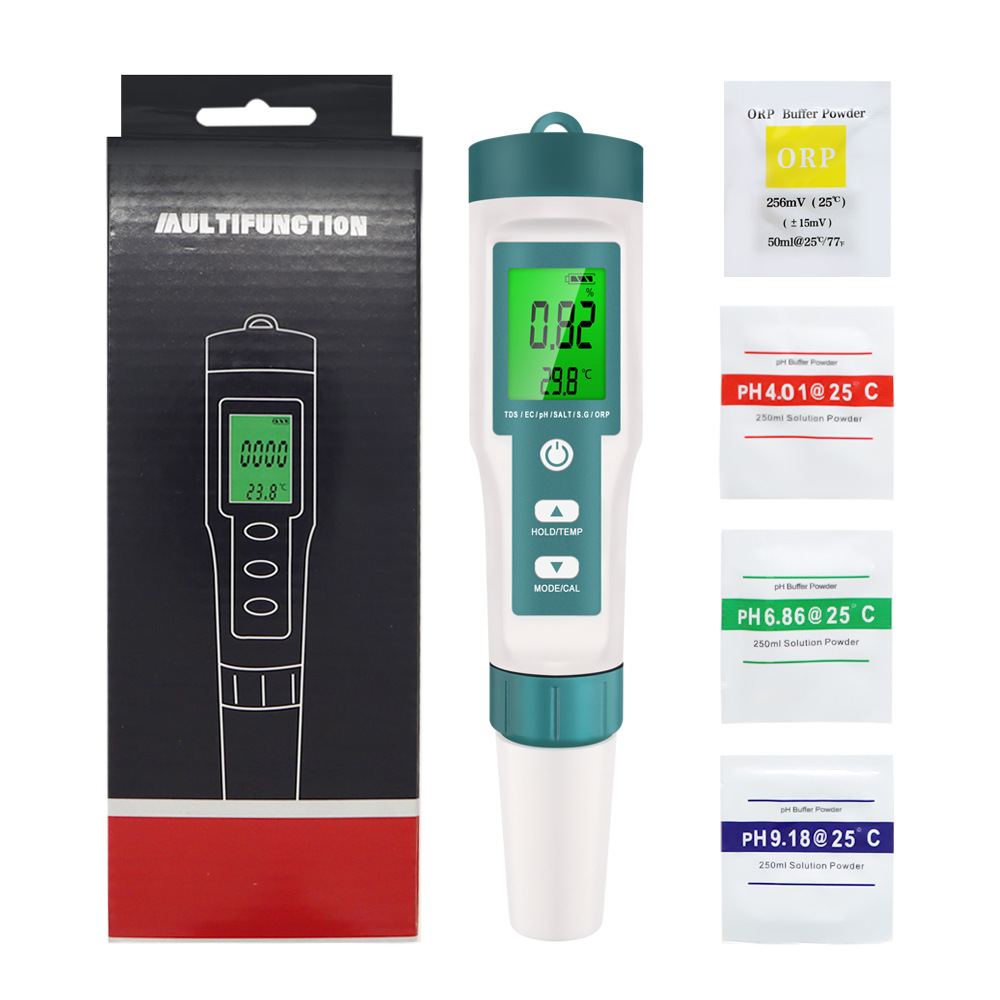 5-in-1 Digitaltester Ph/tds/ec/salz/temperatur Mit Lcd-hintergrundbeleuchtung, Wasserqualitätsanalysator-stift Ppm Für Hydroponik, Pool Und Aquarium, Modell C-600-lsw
