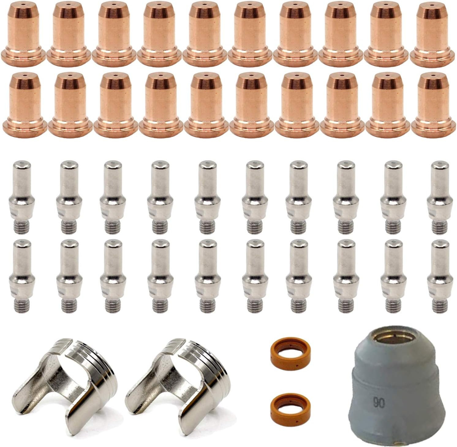 45-teiliges Set Für Plasma-schneidelektroden Pt40 Pt60 - Düsen, Diffusoren, Führungshalter Und Schutzkappen Ipt40 Ipt60-lsw