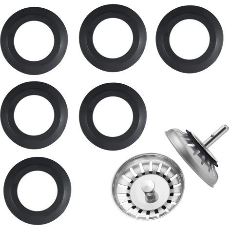Set Mit 6 Schwarzen Gummidichtungen Für Spülbecken – 54 Mm Außendurchmesser, 32 Mm Innendurchmesser – Perfekte Abdichtung Für Siebeinsätze