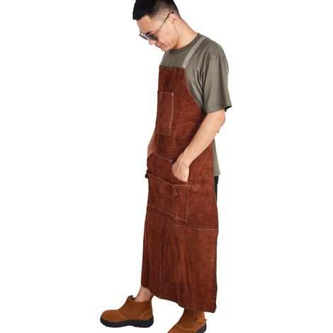 Hochwertige Schweißerschürze Aus Leder – Hitzebeständig Und Flammhemmend – Knieschutz – 115 Cm X 65 Cm – Für Schweiß- Und Hitzearbeiten