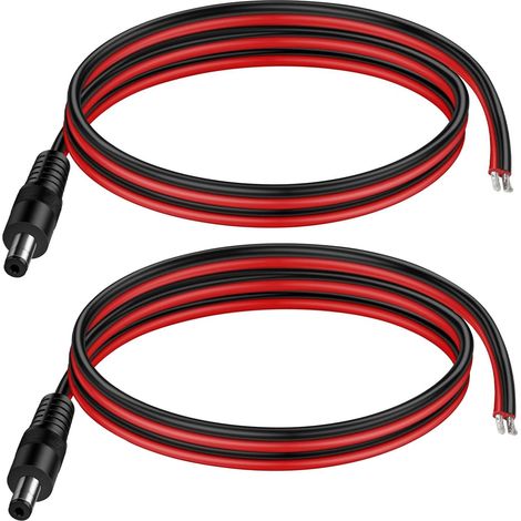 2 Stück 14awg 5,5 X 2,1 Mm Dc-stromversorgungs-anschlusskabel, 12 V 10 A Dc-stromanschluss Für Videoüberwachungskameras, Led-streifen-anschluss (1 M)