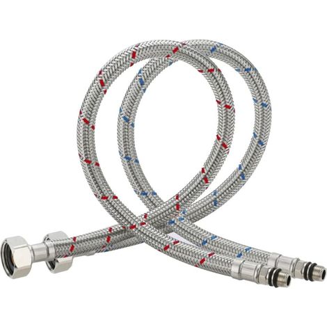 Set Mit 2 Flexiblen Verbindungsstücken Für Integrierte Mischbatterien – M10 X 1/2 – Länge 600 Mm – Korrosionsbeständiger Edelstahl 304