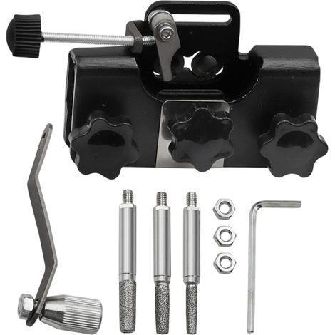 Tragbarer Kettenschärfer, Handbetriebener Kettenschärfer Für Kettensägen, Hochwertiger Kettenschärfer. Schneidset Mit 3 Schleifköpfen, Schwarz.