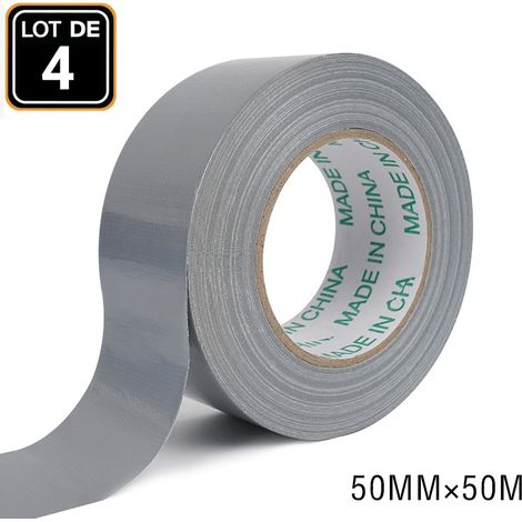 Packung Mit 4 Rollen Silberfarbenem, Verstärktem Klebeband – 50 Mm X 50 M – Stark Klebend – Wasser- Und Winddichtes Teppichklebeband. Farbe: Silbergrau.