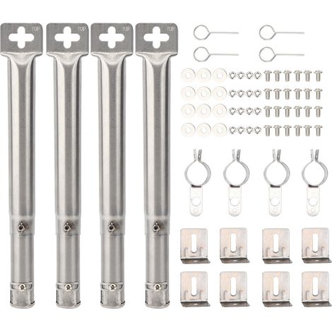 Set Mit 4 Edelstahl-rohrbrennern – Verstellbare Länge Von 30,8 Cm Bis 44,9 Cm – Kompatibel Mit Gasgrills – Schnelle Montage