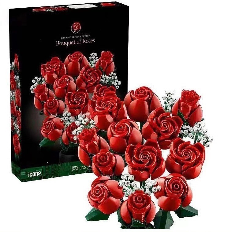 Künstlicher Strauß Langstieliger Roter Rosen – 12 Rosen Und 4 Zweige Schleierkraut – Blumendekoration Für Weihnachten