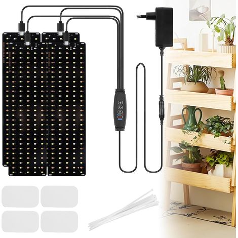 Set Mit 4 X 20w Led-pflanzenlampen – 540 Vollspektrum-leds – 3/9/12h-timer – 10 Helligkeitsstufen Für Hydrokultur Und Gewächshäuser