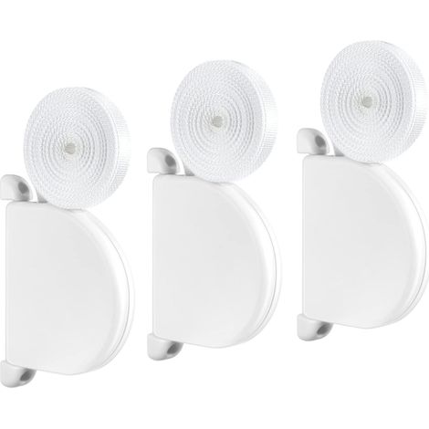 Set Mit 3 Manuellen Rollladenaufwicklern – 14 Mm X 5 M Riemen – Weißer Abs-kunststoff – 145 Mm Lochabstand – Aufputzmontage