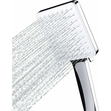 Großer Quadratischer Duschkopf, Einhebelbedienung, Hoher Wasserdruck Und 6 Düsen, Chromoberfläche.