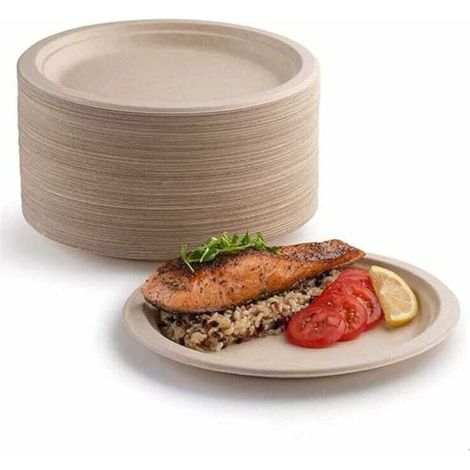 Packung Mit 100 Extrem Widerstandsfähigen Papptellern, 100 % Biologisch Abbaubar Und Kompostierbar, Umweltfreundlich, Sehr Langlebig, Recycelbar, Perfekt Für Picknicks Und Grillfeste (17,8 Cm)