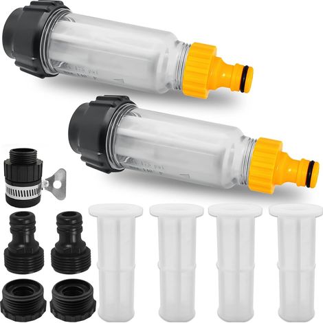 Pumpenfilter – Set Bestehend Aus 2 Filtern + 4 Filtereinsätzen + 5 Schnelladaptern – Schutz Für Hochdruckreiniger