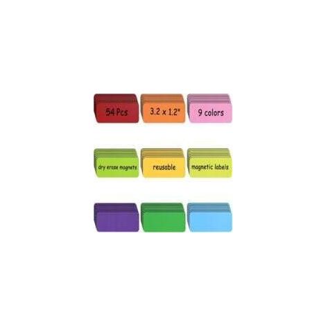 54 Beschreibbare Magnetetiketten 80x30mm, Abwischbare Magnetkarten, Magnetische Etiketten, Für Whiteboards, Kühlschränke