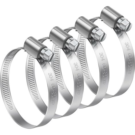 4 Stück Verstellbare Schlauchschellen (60–80 Mm), Bolatus Schlauchschellen Aus Edelstahl 304, Metallschlauchschellen Für Sanitärinstallationen, Schwimmbäder, Kfz- Und Maschinenbau